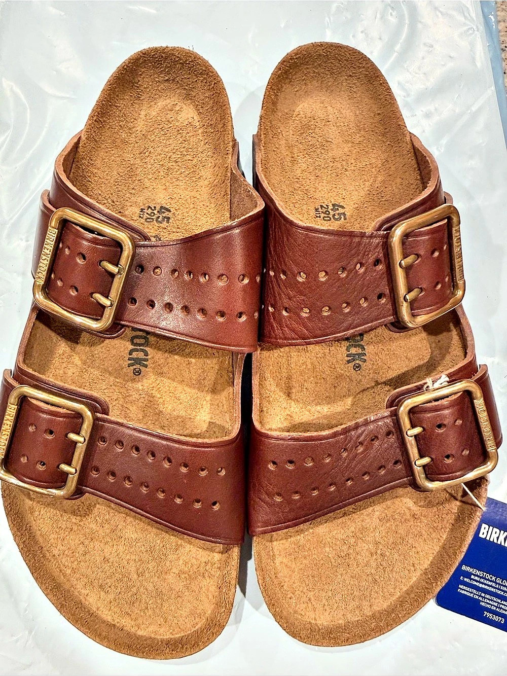 Birkenstock Arizona Bold Gap Leather Sandals Brown US 12 NWT roast